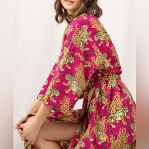 PRINTFRESH Print Fresh Bagheera Organic Cotton Leopard Hot Pink Robe L XL
